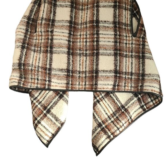 ABS Allen Schwartz Womens Plaid Asymmetrical Hem Drape Open Front Cardigan Vest - Picture 6 of 8